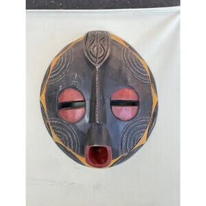 Handcrafted Ghanaian Tribal Mask – African Wall Art with Bold Geometric Design